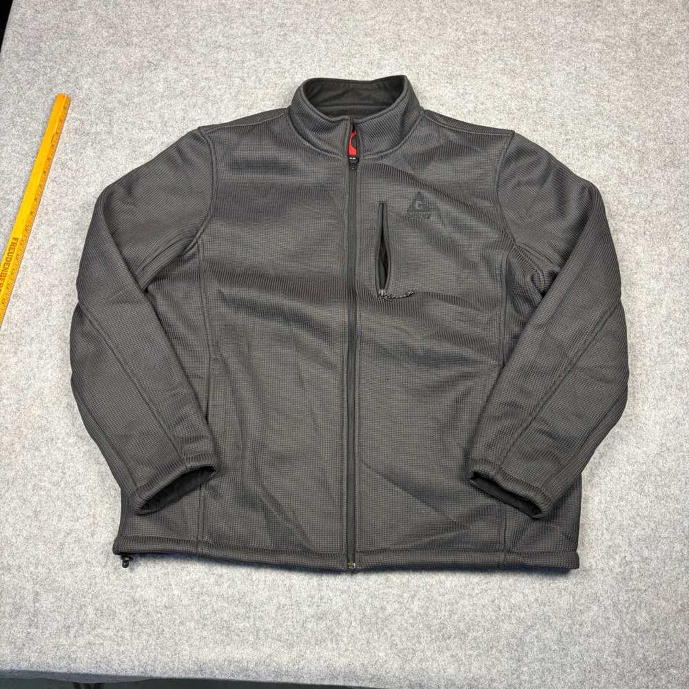 Gerry Mens Full Zip Waffle Knit Fleece Lined Jacket Charcoal Gray Size L